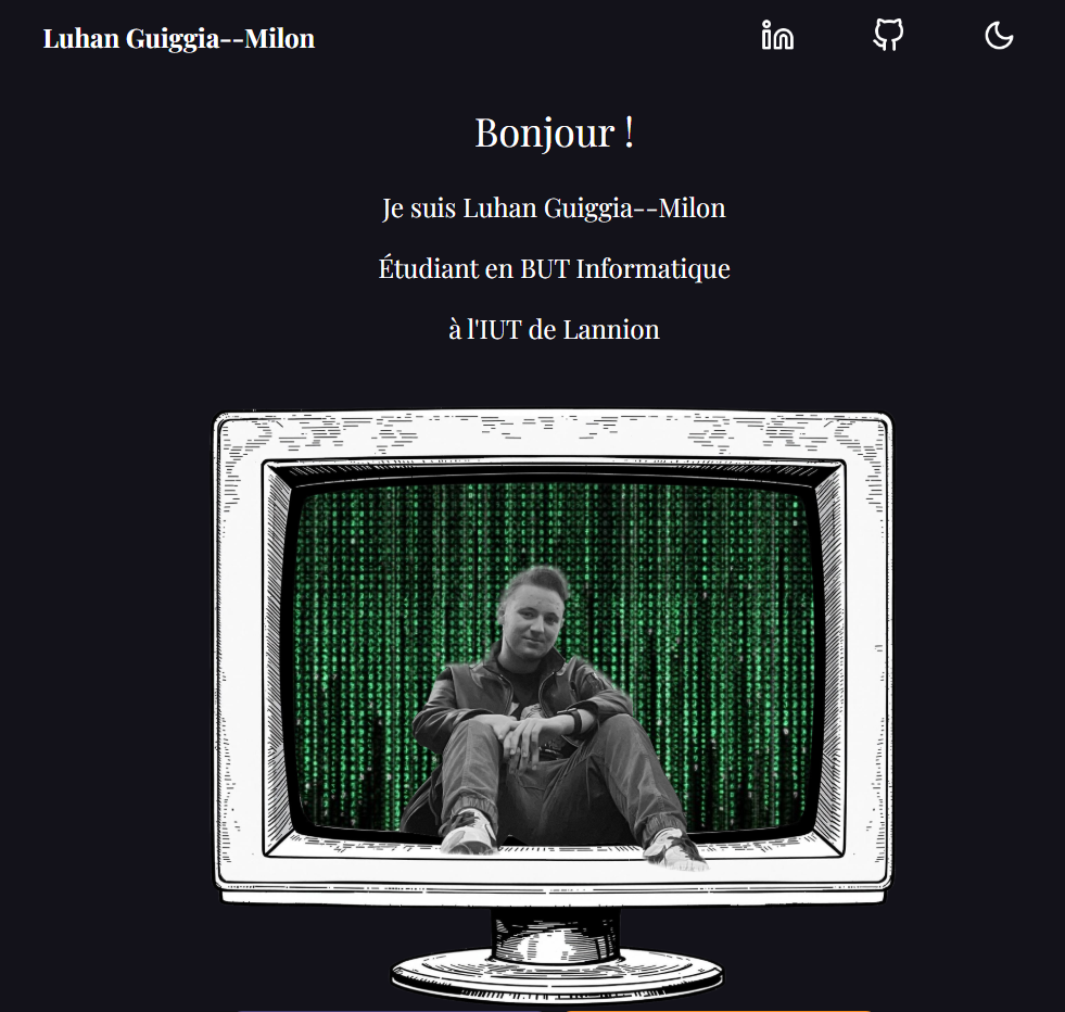 Capture d'écran du Portfolio